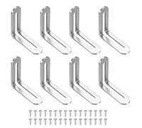 sourcing map 8 Pcs Adjustable Right Angle Brackets, Slotted L-Shape Corner Bracket 48 x 19 x 48 mm, 90 Degree Steel l Bracket Support for Shelves, Wood Furniture Construction, Silver