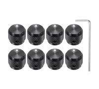sourcing map 8 Pcs Aluminium Potentiometer Knobs, 1/4"(6mm) IDx5/8"(15mm) ODx1/2"(13mm) Height Universal Volume Tone Control Knobs for Guitar, Bass, Arrow Indicator, Black