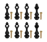 sourcing map 8 Pcs Black Metal Furniture Spindles, 1.6 x 0.4 Zinc Alloy Gallery Rails Post Connectors for Shelf Railing Bars Cart Glass Cabinets (Pass-Through & End Caps Half Connection)