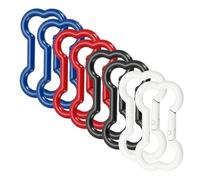 sourcing map 8 Pcs Bone Shaped Buckles Clip Alloy Spring Gate Keychain Clip for Hiking Traveling, Black/White/Red/Deep Blue