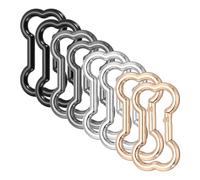 sourcing map 8 Pcs Bone Shaped Buckles Clip Alloy Spring Gate Keychain Clip for Hiking Traveling, Black/White/Light Black/Gold