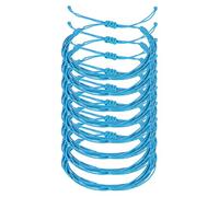 sourcing map 8 Pcs Braided Rope Bracelet, Adjustable Woven String Bracelets Boho Waterproof Wax Rope Anklets Stylish Accessory for Women Men Birthday Friendship, Blue