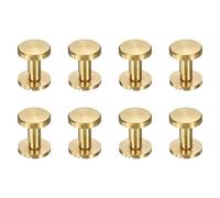 sourcing map 8 Pcs Brass Chicago Screws 13mm Height Flat Head Screw Binding Rivets Post Nail Stud Rivets Fastener for DIY Leather Craft Belt Purse Strap