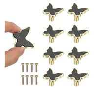 sourcing map 8 Pcs Butterfly Shaped Cabinet Knobs, Bathroom Dresser Knobs Kitchen Drawer Pulls for Wadrobe Cupboard Door Furniture Hardware Black