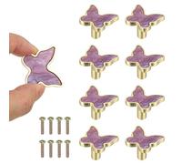 sourcing map 8 Pcs Butterfly Shaped Cabinet Knobs, Bathroom Dresser Knobs Kitchen Drawer Pulls for Wadrobe Cupboard Door Furniture Hardware Purple