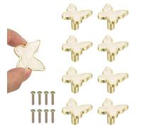 sourcing map 8 Pcs Butterfly Shaped Cabinet Knobs, Bathroom Dresser Knobs Kitchen Drawer Pulls for Wadrobe Cupboard Door Furniture Hardware White