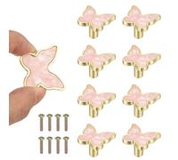 sourcing map 8 Pcs Butterfly Shaped Cabinet Knobs, Bathroom Dresser Knobs Kitchen Drawer Pulls for Wadrobe Cupboard Door Furniture Hardware Pink