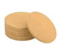 sourcing map 8 Pcs Cork Coaster for Drink, 90mm/3.54inch Round Absorbent Reusable Cork Mats Blank Coasters for Wine Glass Cup Mug DIY Crafts (5mm Thick)