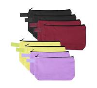 sourcing map 8 Pcs Cotton Canvas Makeup Bag, 7.5x5.1 Makeup Pouch with Zipper and Strap, Multipurpose Plain Toiletry Zipper Pouches Blank DIY Craft Pencil Bag for Women Teens, 4 Color