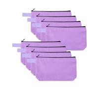 sourcing map 8 Pcs Cotton Canvas Makeup Bag, 7.5x5.1 Makeup Pouch with Zipper and Strap, Multipurpose Plain Toiletry Zipper Pouches Blank DIY Craft Pencil Bag for Women Teens, Purple