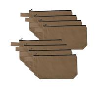 sourcing map 8 Pcs Cotton Canvas Makeup Bag, 7.5x5.1 Makeup Pouch with Zipper and Strap, Multipurpose Plain Toiletry Zipper Pouches Blank DIY Craft Pencil Bag for Women Teens, Brown