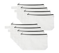 sourcing map 8 Pcs Cotton Canvas Makeup Bag, 8.7x5.1 Makeup Pouch with Zipper and Strap, Multipurpose Plain Toiletry Zipper Pouches Blank DIY Craft Pencil Bag for Women Teens, White