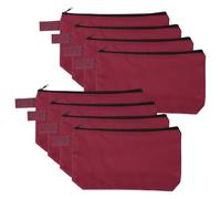 sourcing map 8 Pcs Cotton Canvas Makeup Bag, 8.7x5.1 Makeup Pouch with Zipper and Strap, Multipurpose Plain Toiletry Zipper Pouches Blank DIY Craft Pencil Bag for Women Teens, Dark Red