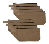 sourcing map 8 Pcs Cotton Canvas Makeup Bag, 8.7x5.1" Makeup Pouch with Zipper and Strap, Multipurpose Plain Toiletry Zipper Pouches Blank DIY Craft Pencil Bag for Women Teens, Brown