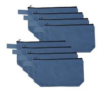 sourcing map 8 Pcs Cotton Canvas Makeup Bag, 8.7x5.1" Makeup Pouch with Zipper and Strap, Multipurpose Plain Toiletry Zipper Pouches Blank DIY Craft Pencil Bag for Women Teens, Dark Blue