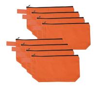 sourcing map 8 Pcs Cotton Canvas Makeup Bag, 8.7x5.1" Makeup Pouch with Zipper and Strap, Multipurpose Plain Toiletry Zipper Pouches Blank DIY Craft Pencil Bag for Women Teens, Orange