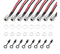 sourcing map 8 PCS DC-099 DC Power Jack Cord Socket, 30V 10A 5.5x2.1mm 2Pin Panel Mounting Connector Socket with Nut Washer Waterproof Cap Pre-soldered Wires for Electronics Devices, 200mm