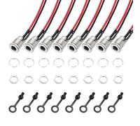 sourcing map 8 PCS DC-099 DC Power Jack Cord Socket, 30V 5A 5.5x2.1mm 2Pin Panel Mounting Connector Socket with Nut Washer Waterproof Cap Pre-soldered Wires for Electronics Devices, 100mm