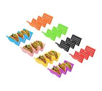 sourcing map 8 Pcs Disposable Taco Holders for Party, Plastic Taco Plates Hold Up to 3 Tacos, Hollow Carved Taco Shell Holder, Dishwasher Safe