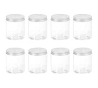 sourcing map 8 Pcs Empty Scent Beads Storage Container 8.8oz/250ml Round Empty Metal Tins Refillable Spice Containers Plastic Jars Sample for Air Freshener Candles Travel Storage