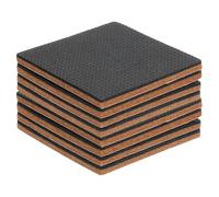 sourcing map 8 Pcs Felt & EVA Furniture Pads, 2 1/2" (65mm) Square Furniture Feet Wood Floor Protectors Self Adhesive for Protecting Hardwood Floors, Table Legs and Chair Legs, Brown+Black