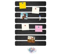 sourcing map 8 Pcs Felt Pin Board Bar Strip with 40 Pcs Pushpins 13" x 2" Self Adhesive Felt Bulletin Board Strips Cork Boards for Walls Decorations Paste Notes Photos Schedules, Black
