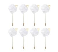 sourcing map 8 Pcs Groom Boutonnieres Rose Boutonnieres Pins 2"x3.5" for Men Wedding Ceremony Anniversary Formal Dinner Party Suit Decoration White