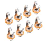 sourcing map 8 Pcs Guitar Input Jack 1/4" Stereo Jack Mono Panel Mount Socket Silver for Guitar Bass Speaker Footswitch