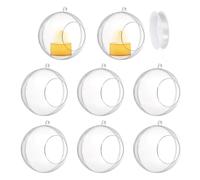 sourcing map 8 Pcs Hanging Tealight Holders Globes 3" Acrylic Refillable Balls, Plastic Christmas Ornaments Container for Wedding Party Home Decoration DIY