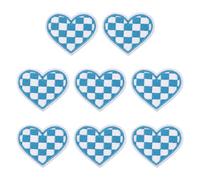 sourcing map 8 Pcs Heart Checkered Iron on Patches Embroidered Appliques Sew on Patches for Jacket Denim Collection Clothes Dress Hats Jeans DIY Accessory, Blue/White