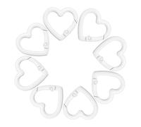 sourcing map 8 Pcs Heart-Shaped Spring Snap Clip 1 Inch Keyrings Trigger Buckle Hook Fasteners for Keychains Bags Purse Handbags DIY Crafts, White