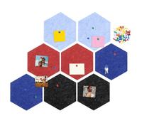 sourcing map 8 Pcs Hexagon Felt Pin Board with 40 Pcs Pushpins 8.7" x 7.5" Self Adhesive Felt Bulletin Board Cork Boards for Walls Paste Notes Photos Schedules, Light Blue/Red/Dark Blue/Black