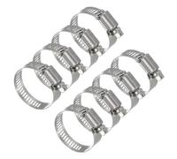 sourcing map 8 Pcs Hose Clamps, 0.8-1.5 Inch 304 Stainless Steel Adjustable Worm Gear Hose Clamp for Plumbing Automotive Hose Fuel Line Pipe Clamps, Silver
