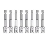 sourcing map 8 Pcs Impact Socket Adapter 3/8" Square Drive 1/4" Hex Shank 2.5" Long Socket Driver Drill Wrench Adapter Extension Bit for Power Drill Wrench, Silver