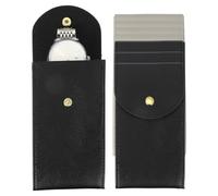 sourcing map 8 Pcs Leather Watch Pouch, 5.1 x 2.8 Portable Travel Case Jewelry Storage Bag for Travel, Single Watch Storage Pouch for Men and Women with Snap Button, Black/Beige