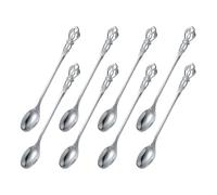 sourcing map 8 Pcs Long Handle Ice Tea Spoon, 7 Inch Stainless Steel Cocktail Stirring Spoons, Coffee Spoons for Cocktail Stirring, Mixing, Tea, Silver