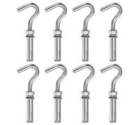 sourcing map 8 Pcs M10 304 Stainless Steel Concrete Wall Hook Heavy Duty Expansion Bolt Standard Open Cup Hook Bolt for Indoor Outdoor Concrete Wall Brick Stone, Silver