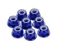 sourcing map 8 Pcs M4 Pitch 0.7mm Aluminum Alloy Lock Nuts Flanged Hex Nuts Nylon Locking Serrated for RC Drone Quadcopter Motor Prop Adapter FPV Parts Fasteners, Dark Blue