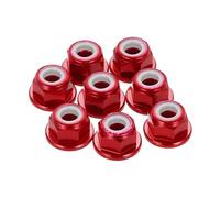 sourcing map 8 Pcs M4 Pitch 0.7mm Aluminum Alloy Lock Nuts Flanged Hex Nuts Nylon Locking Serrated for RC Drone Quadcopter Motor Prop Adapter FPV Parts Fasteners, Red