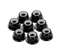 sourcing map 8 Pcs M4 Pitch 0.7mm Aluminum Alloy Lock Nuts Flanged Hex Nuts Nylon Locking Serrated for RC Drone Quadcopter Motor Prop Adapter FPV Parts Fasteners, Black