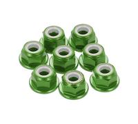 sourcing map 8 Pcs M4 Pitch 0.7mm Aluminum Alloy Lock Nuts Flanged Hex Nuts Nylon Locking Serrated for RC Drone Quadcopter Motor Prop Adapter FPV Parts Fasteners, Green