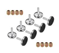 sourcing map 8 Pcs M6 Thread Adjustable Furniture Levelers, 1.1 x 1.1" Screw Leveling Feet with 8 Pcs 0.47" Coupling Nut Anti Slip Floor Protector for Table Chair Cabinet Desk Sofa Workbench