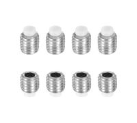 sourcing map 8 Pcs M8x8mm Nylon Tip Grub Screw, 304 Stainless Steel Metric Hex Socket Set Screws for Furniture Repair Industrial Machinery and Equipment