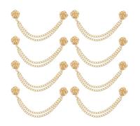 sourcing map 8 Pcs Magnet Clothing Pin, Flower Style Multi-Function Metal Magnetic Clip Cuff Clips with Chain for Hem Fixing, Pants, Shirts, T-Shirt Shortening, Gold