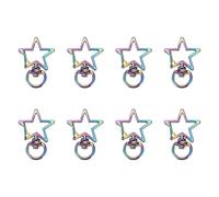 sourcing map 8 Pcs Metal Spring Snap Keychain Clip, Star Shape Swivel Snap Hooks Lobster Claw Clasp for DIY Crafts Bag Decoration, Rainbow Color