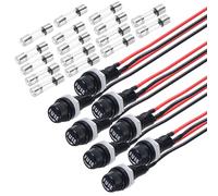 sourcing map 8 Pcs Panel Mount Fuse Holder, 5 x 20mm 10/15A DC 125/250V Ring Terminal Screw Cap Fuse Holders with Pre-Soldered Wires and Glass Tube Fuses