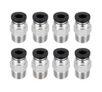 sourcing map 8 Pcs Pneumatic Fitting, PC4-M10 Push to Connect Pneumatic Tube Fittings, Straight Through Fitting for 3D Printer, 2x4mm Tubes, Black