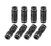 sourcing map 8 Pcs Push to Connect Fittings 1/4 Inch Tube OD Pneumatic Quick Connector Straight Union Tube Fitting for Water Oil Gas Air Hose Line Pipe, Black