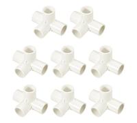 sourcing map 8 Pcs PVC Fitting, 4 Way PVC Fitting 1" 0.8" PVC Connectors PVC Elbow PVC Pipe Fittings PVC Coupling PVC Furniture Corner Connector for DIY Garden Support Structure, White