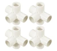 sourcing map 8 Pcs PVC Fitting, 5 Way PVC Fitting 1" 0.8" PVC Connectors PVC Elbow PVC Pipe Fittings PVC Coupling PVC Furniture Corner Connector for DIY Garden Support Structure, White
